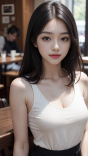清纯长发女孩时尚穿搭：夏日百褶短裙+无袖衬衫绝美搭配系列6高清手机壁纸