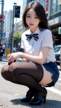 超甜美小姐姐用JK制服配黑色连体袜诱惑万分很仙气高清手机壁纸