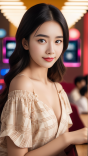 白嫩精致的露肩吊带格子连衣裙高清美女头像系列3赏析
