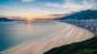 日落下的香港海边浅水滩周边风景欣赏
