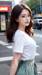 时尚穿搭推荐:元气美女格子短裙+T恤清新迷人系列1高清写真图片