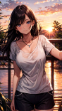 夏天高颜值动漫美女T恤+热裤系列2高清手机壁纸赏析