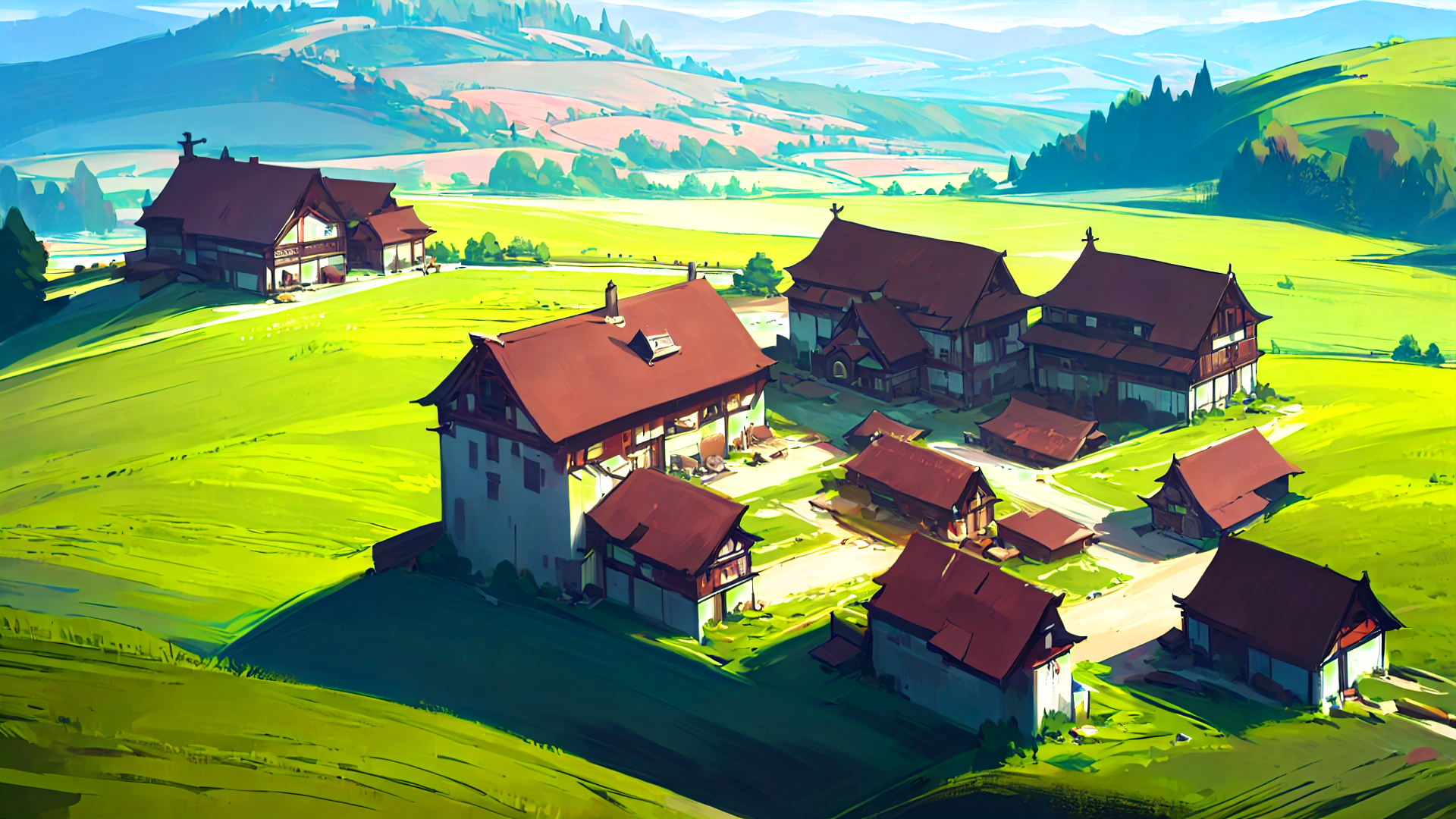 治愈系动漫唯美风景插画图片