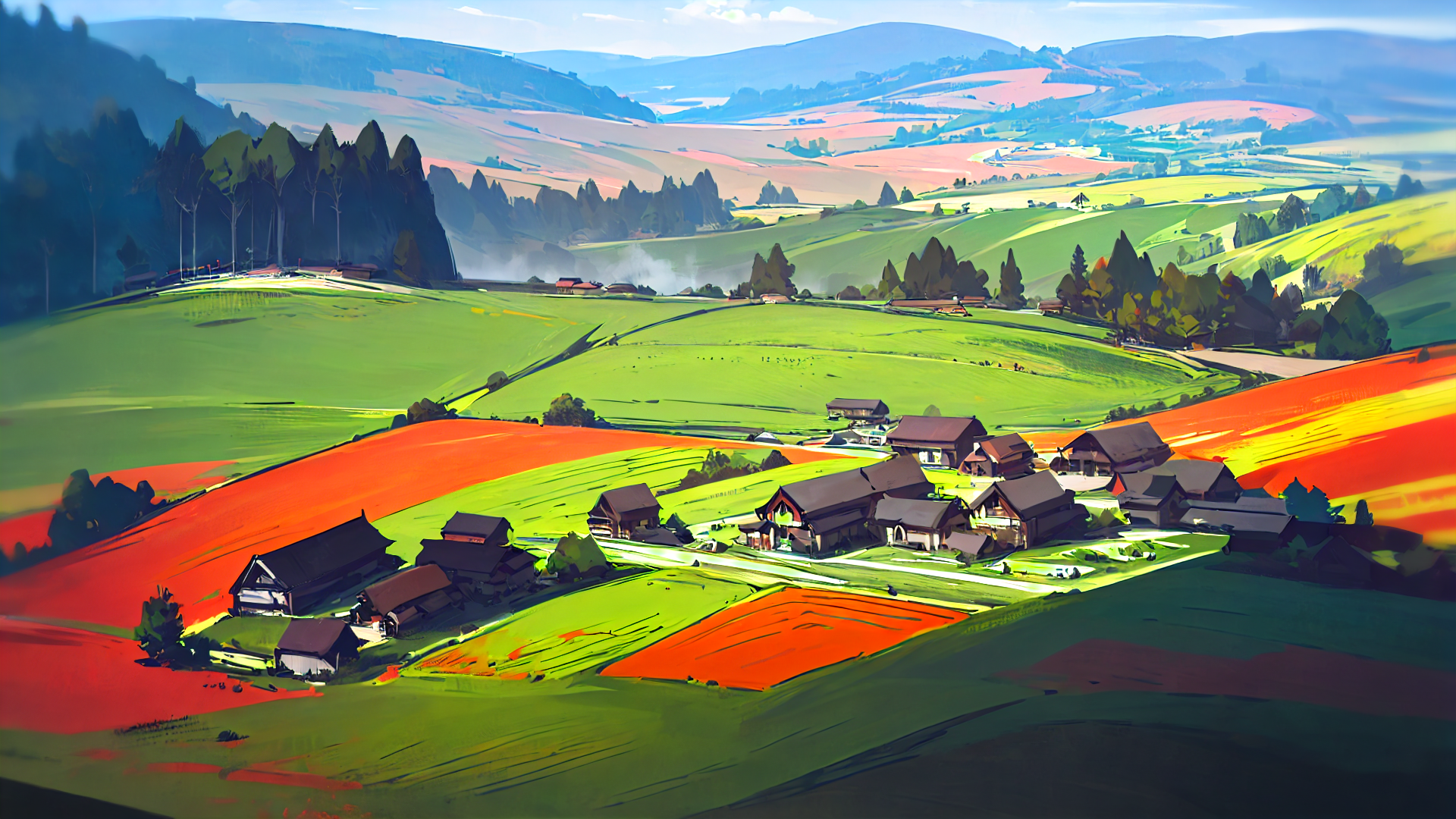 治愈系动漫唯美风景插画图片