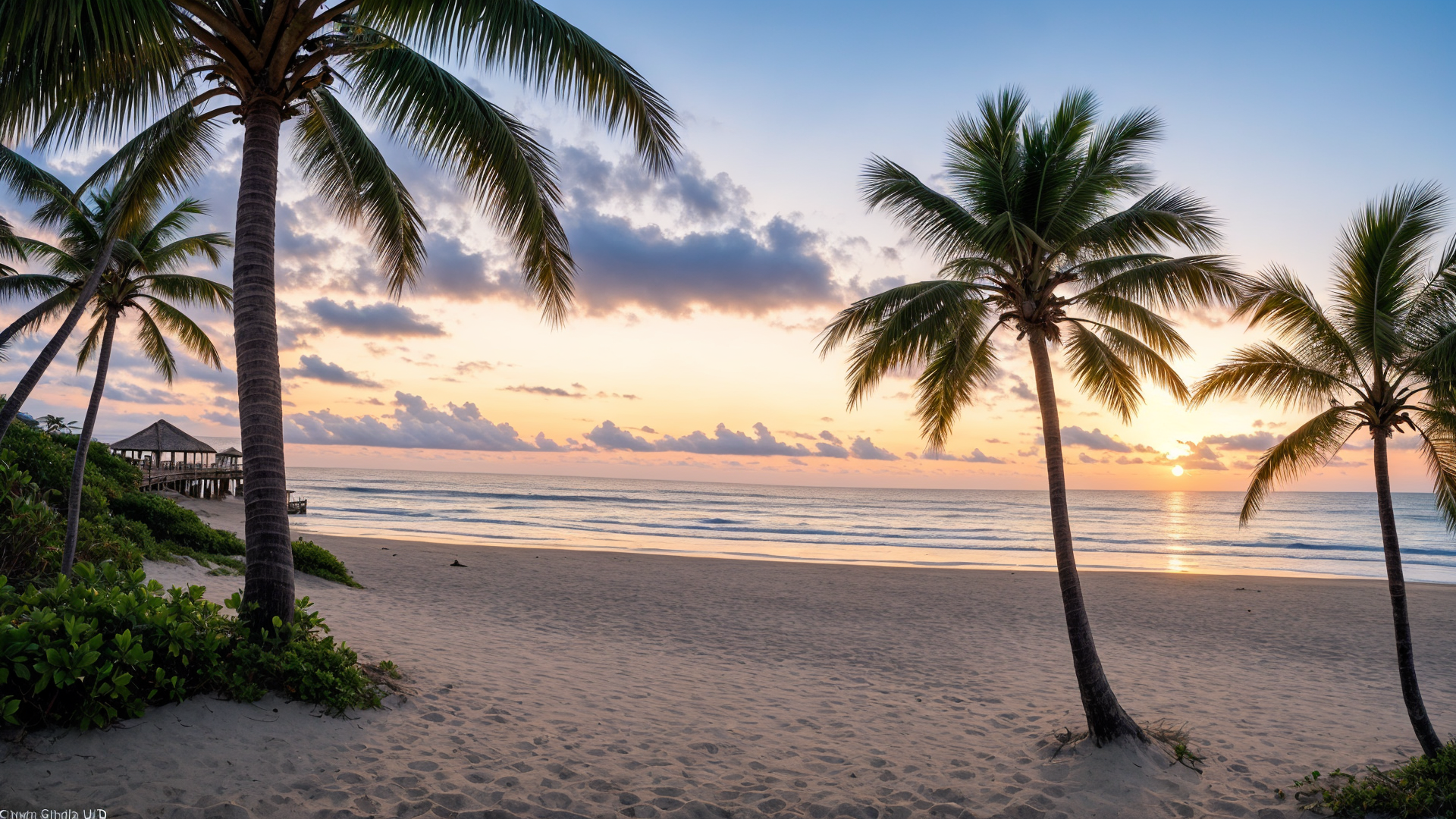 最美阳光海边沙滩横版风景图片