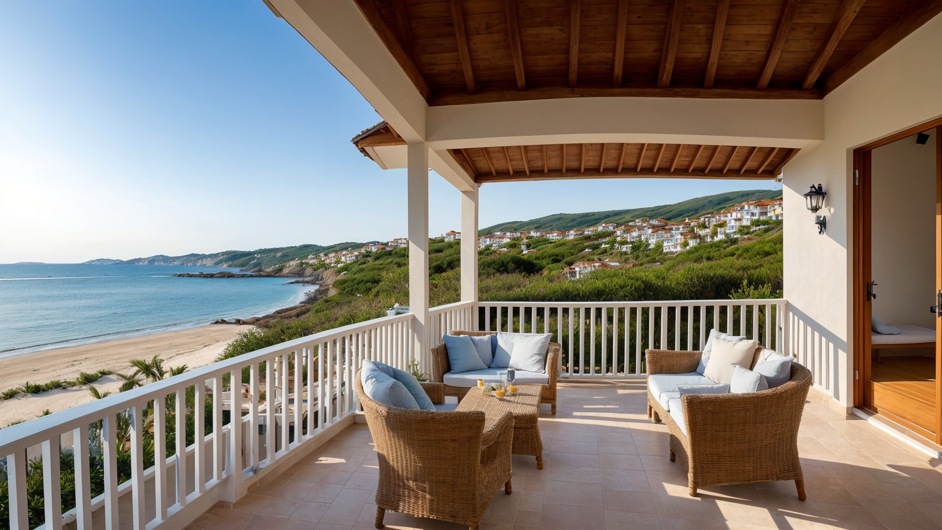 好看的海边别墅风景图壁纸