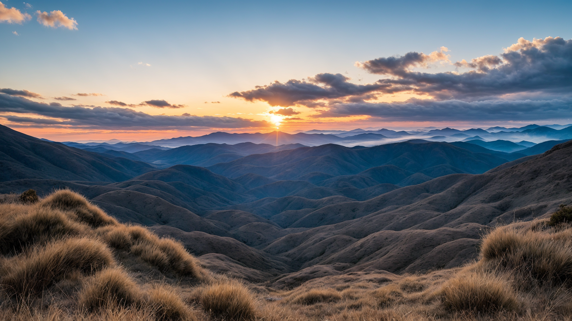 户外日落前的天空桌面风景壁纸图