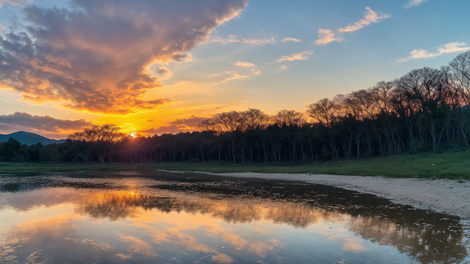 户外日落前的天空桌面风景壁纸图