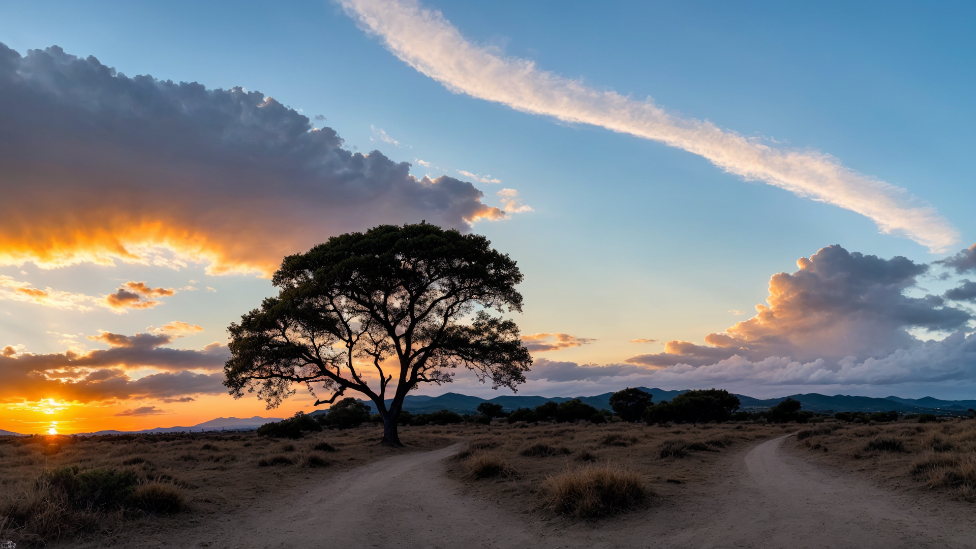 户外日落前的天空桌面风景壁纸图