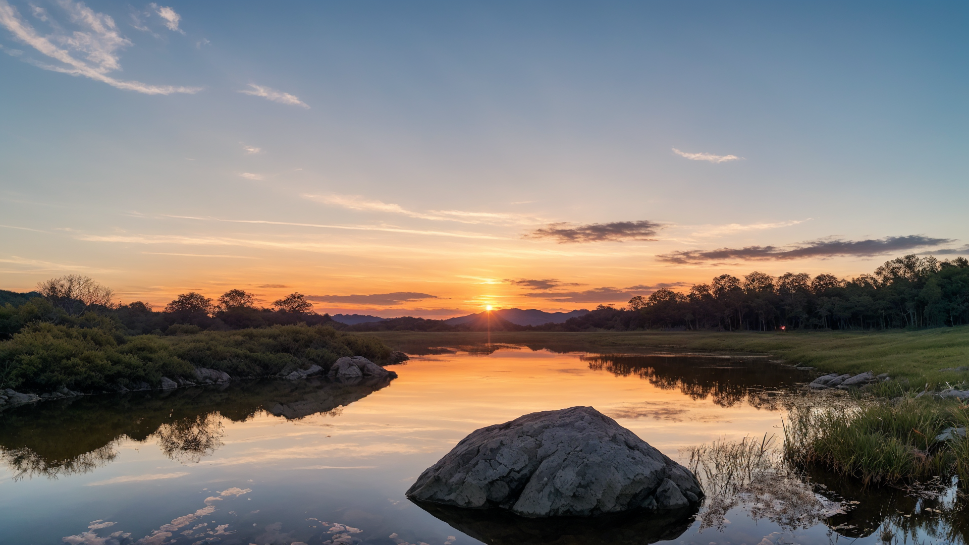 户外日落前的天空桌面风景壁纸图