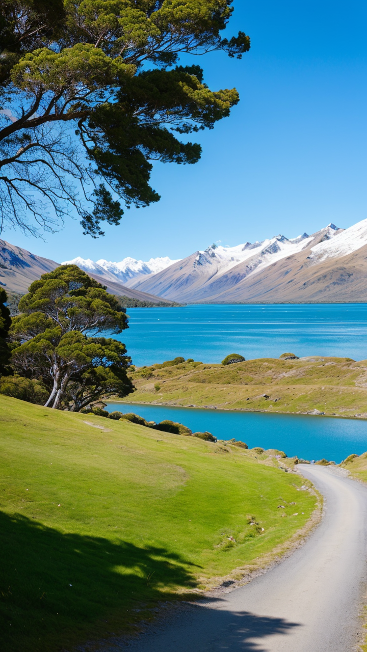 晴天下的新西兰唯美风光手机壁纸