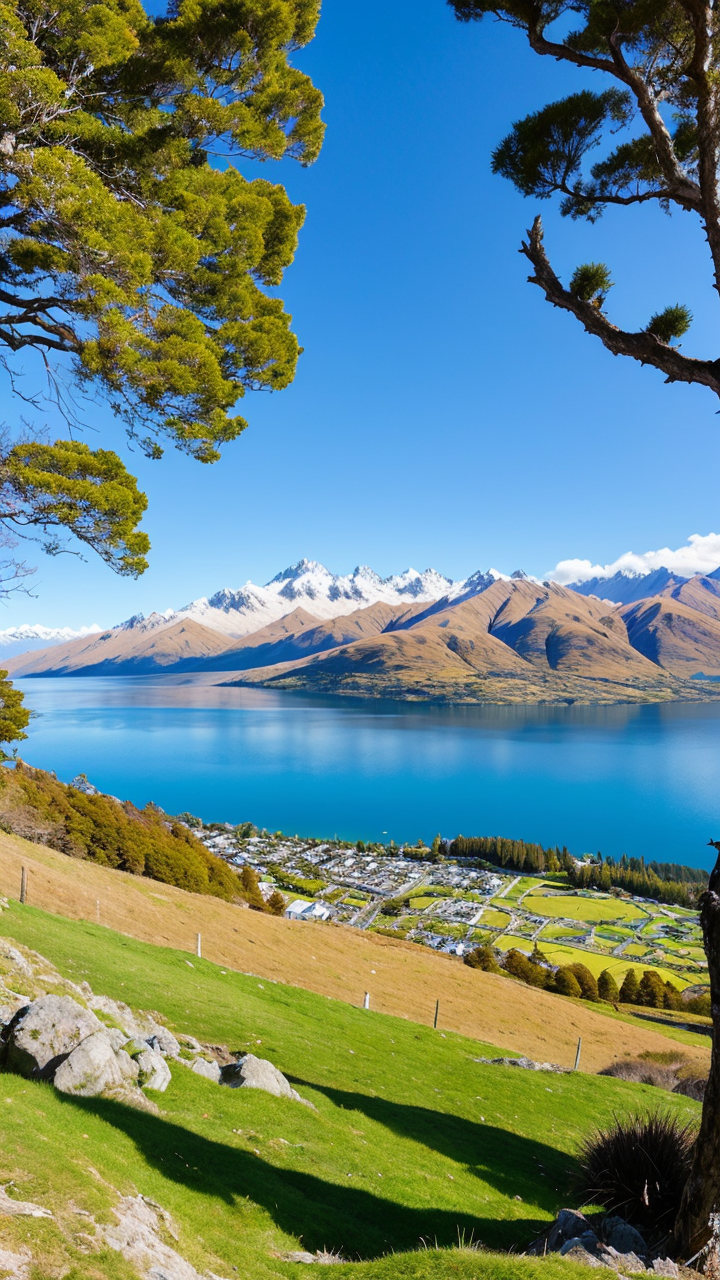 晴天下的新西兰唯美风光手机壁纸