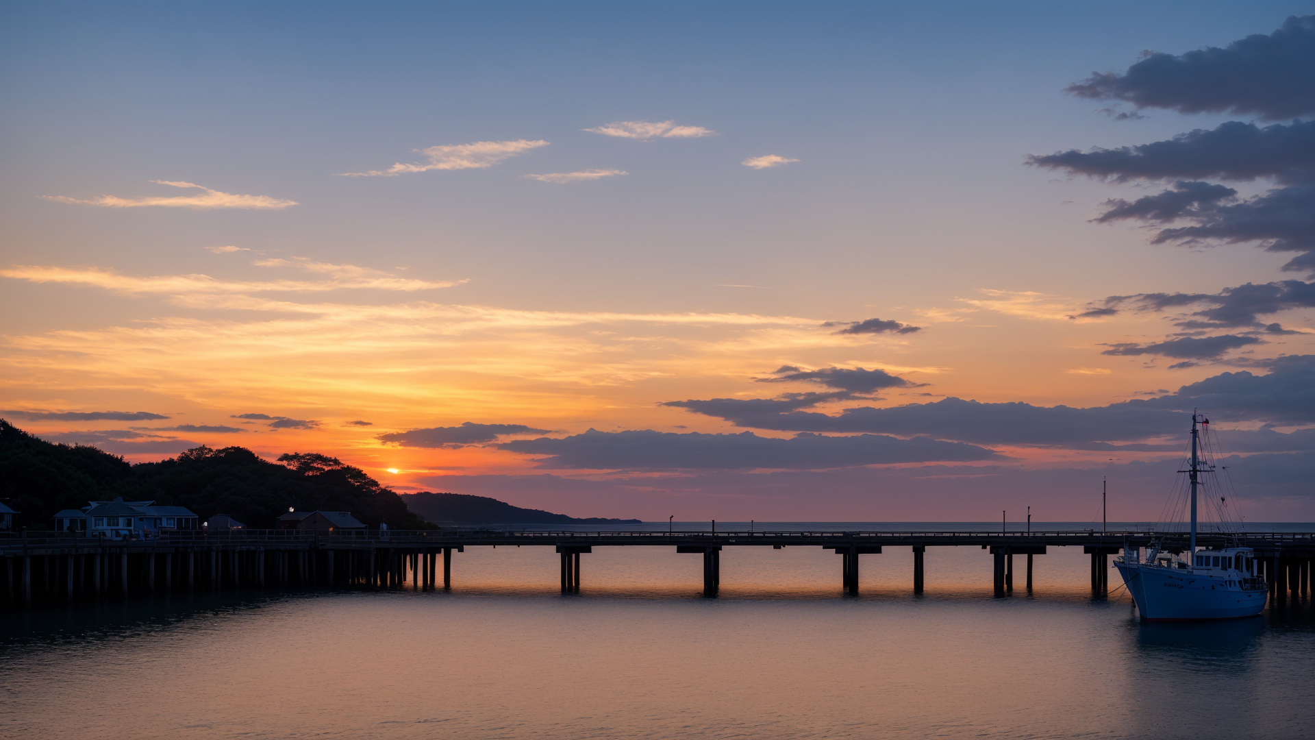 唯美大河边黄昏风景图片赏析