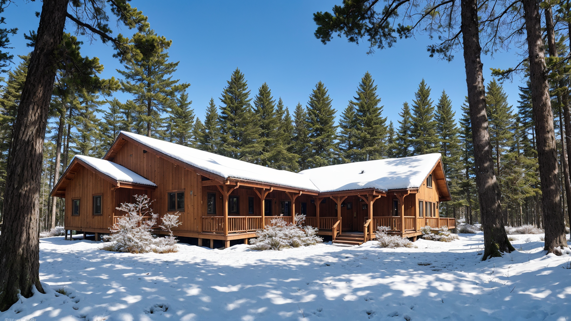 冬天小别墅雪景高清图片