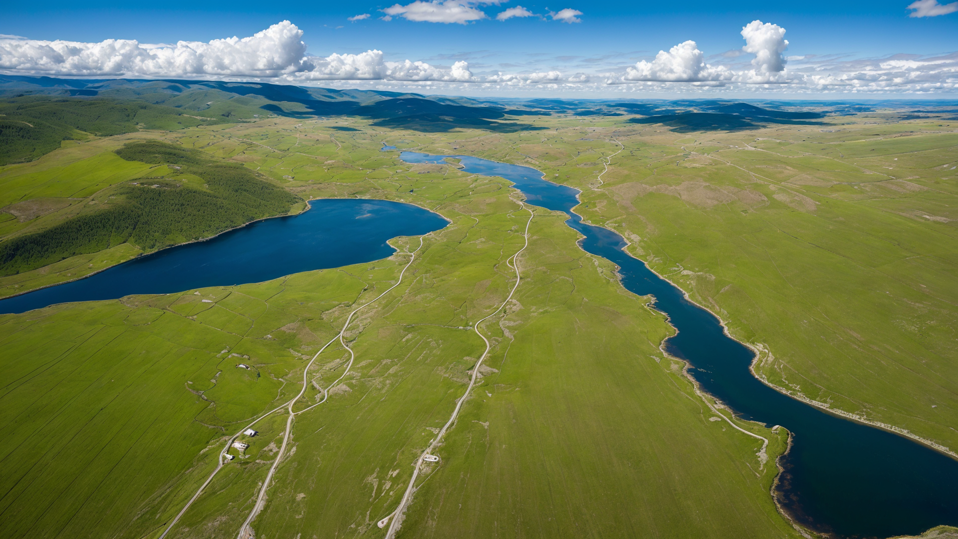 蓝天白云下的呼伦贝尔大草原自然风景图片