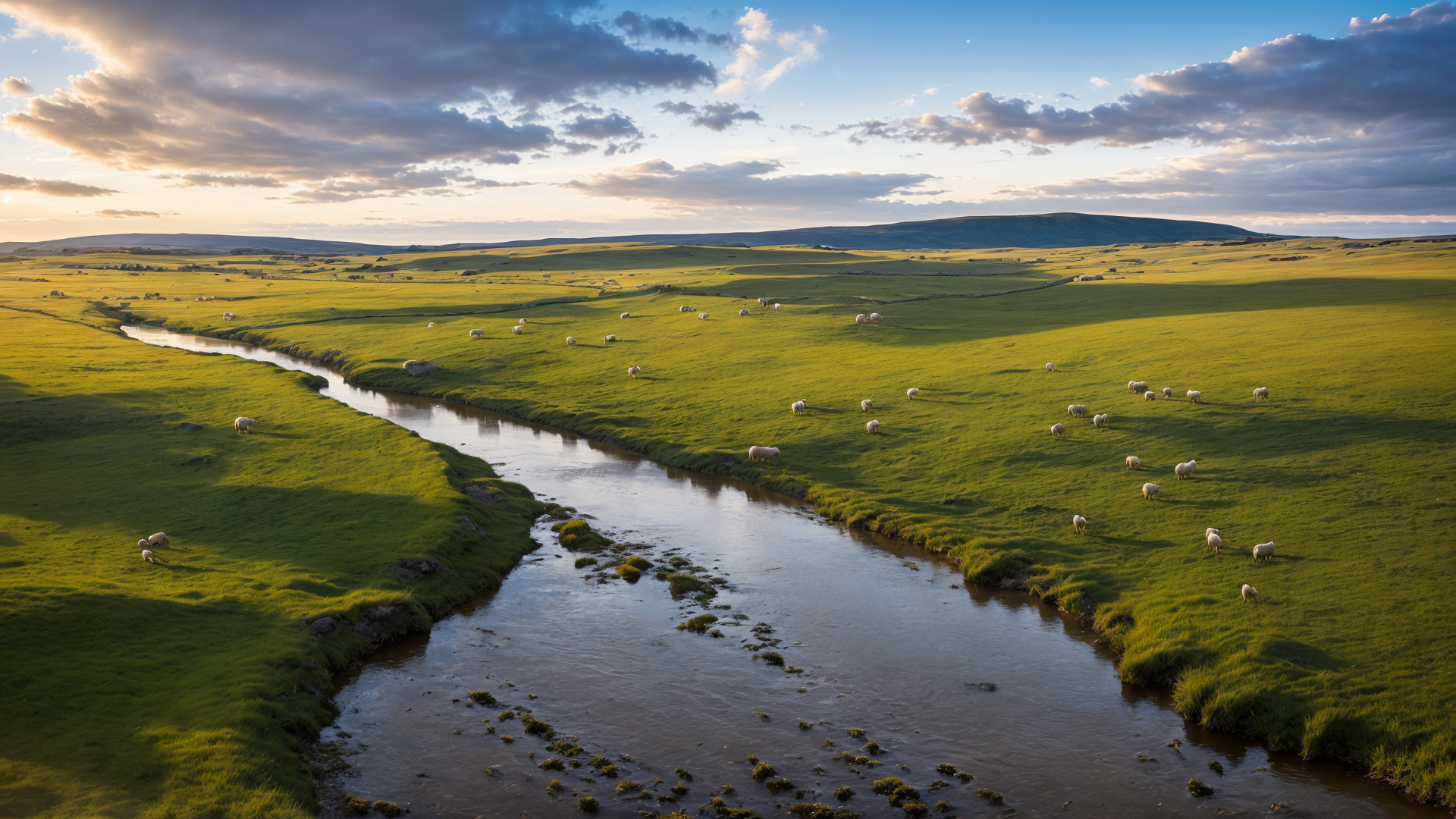 蓝天白云下的呼伦贝尔大草原自然风景图片