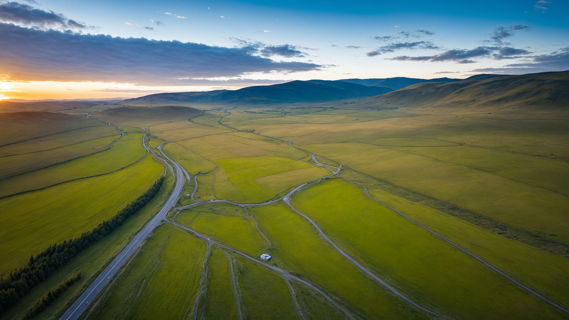 蓝天白云下的呼伦贝尔大草原自然风景图片