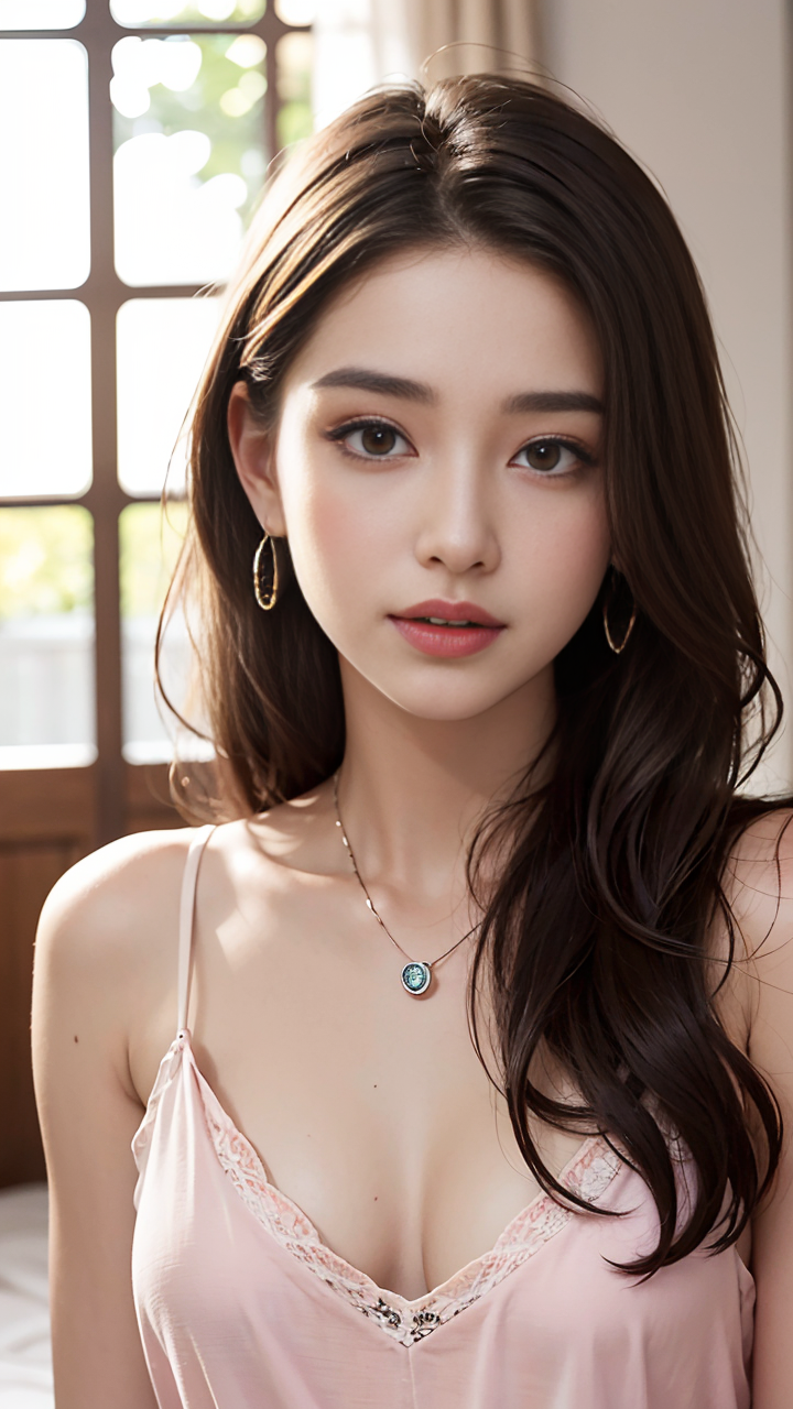 穿上这件V领吊带睡裙,让你变成最性感的女神高清手机壁纸