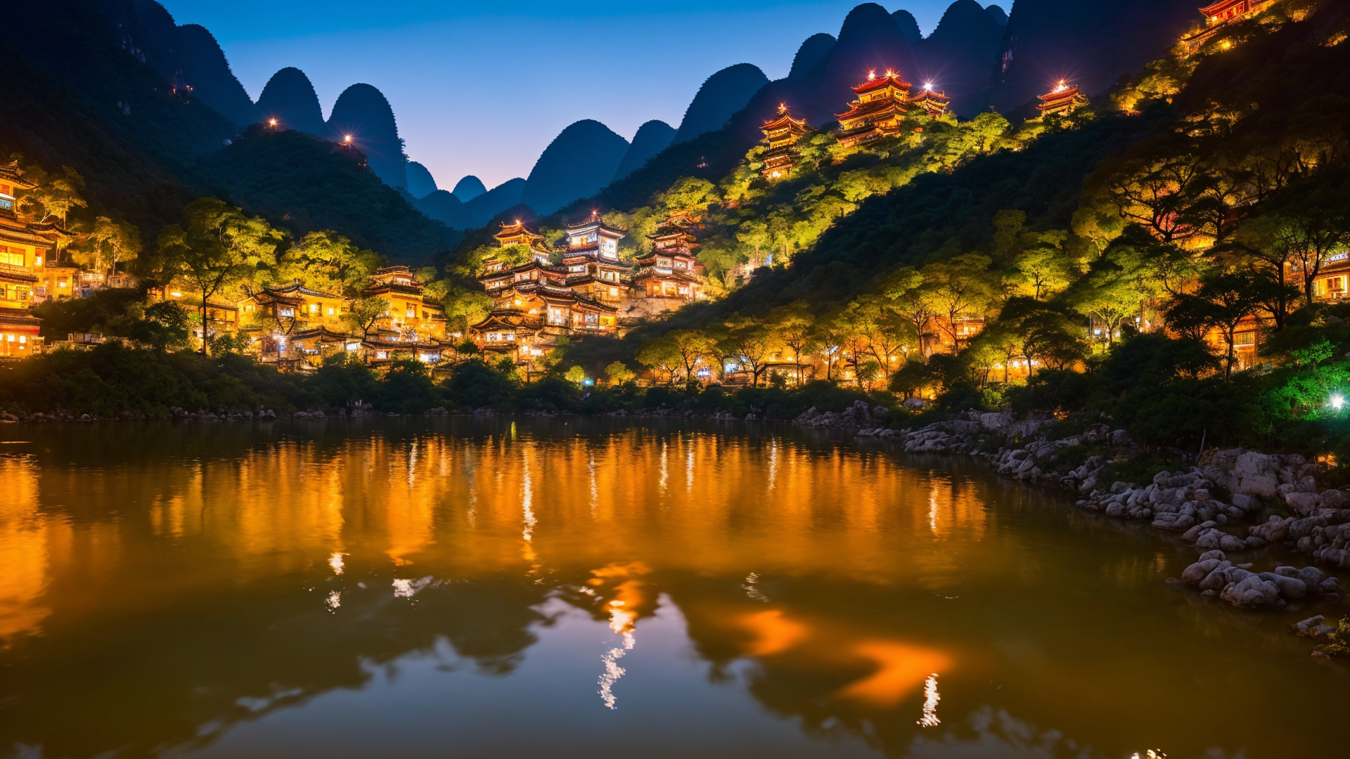 畅游漓江的绝美山水风景桌面壁纸图片