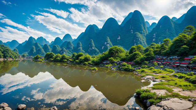 畅游漓江的绝美<strong>山水风景</strong>桌面壁纸图片