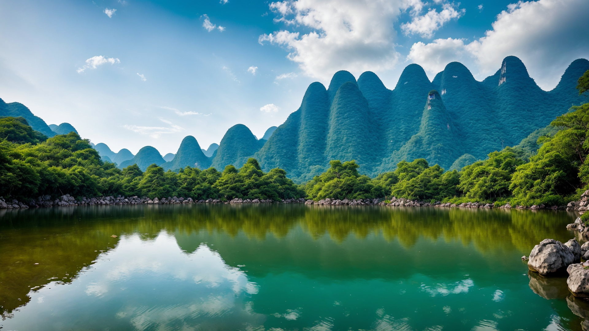 畅游漓江的绝美山水风景桌面壁纸图片