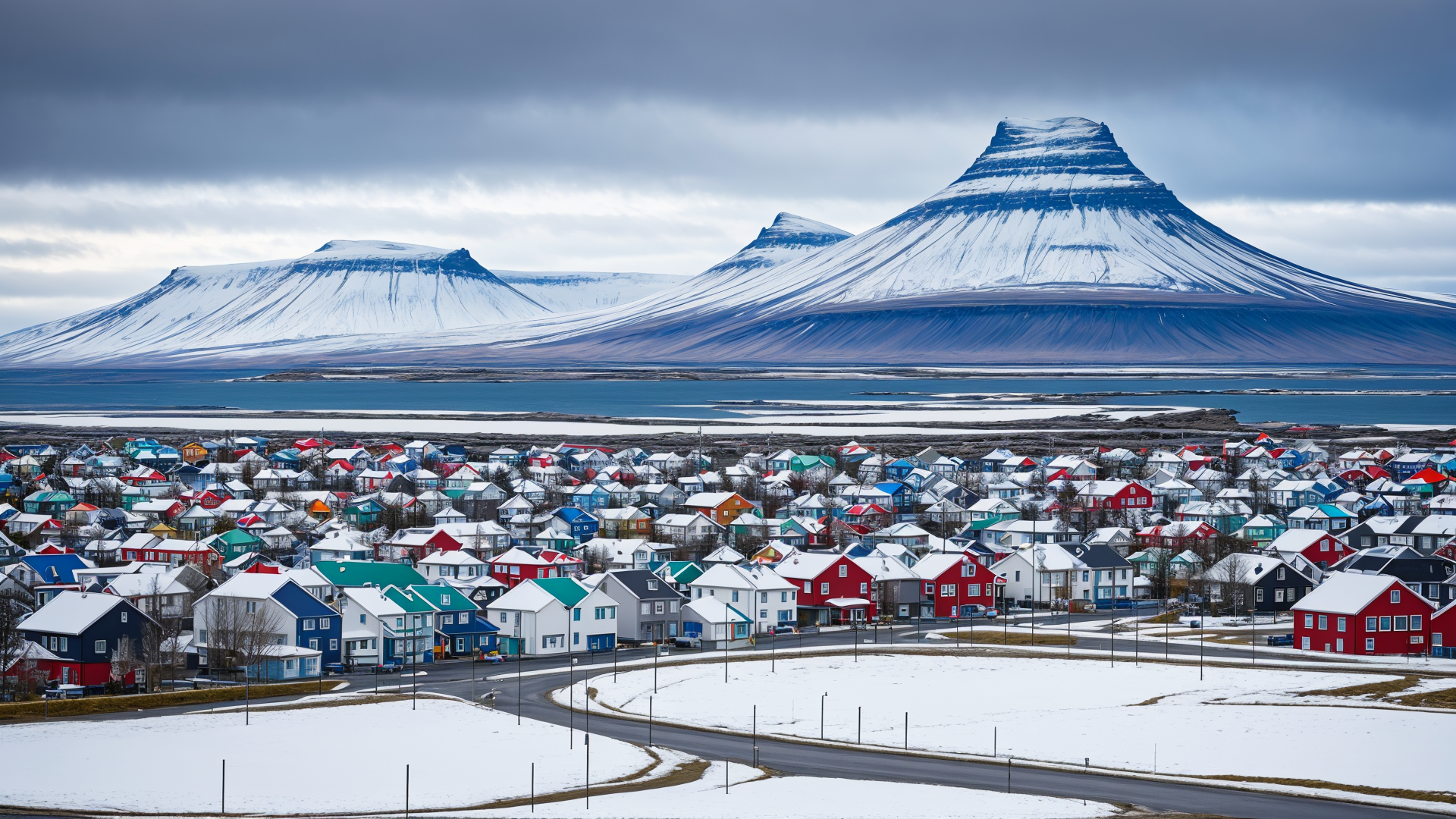 初雪包裹的冰岛城镇雪景图片集锦