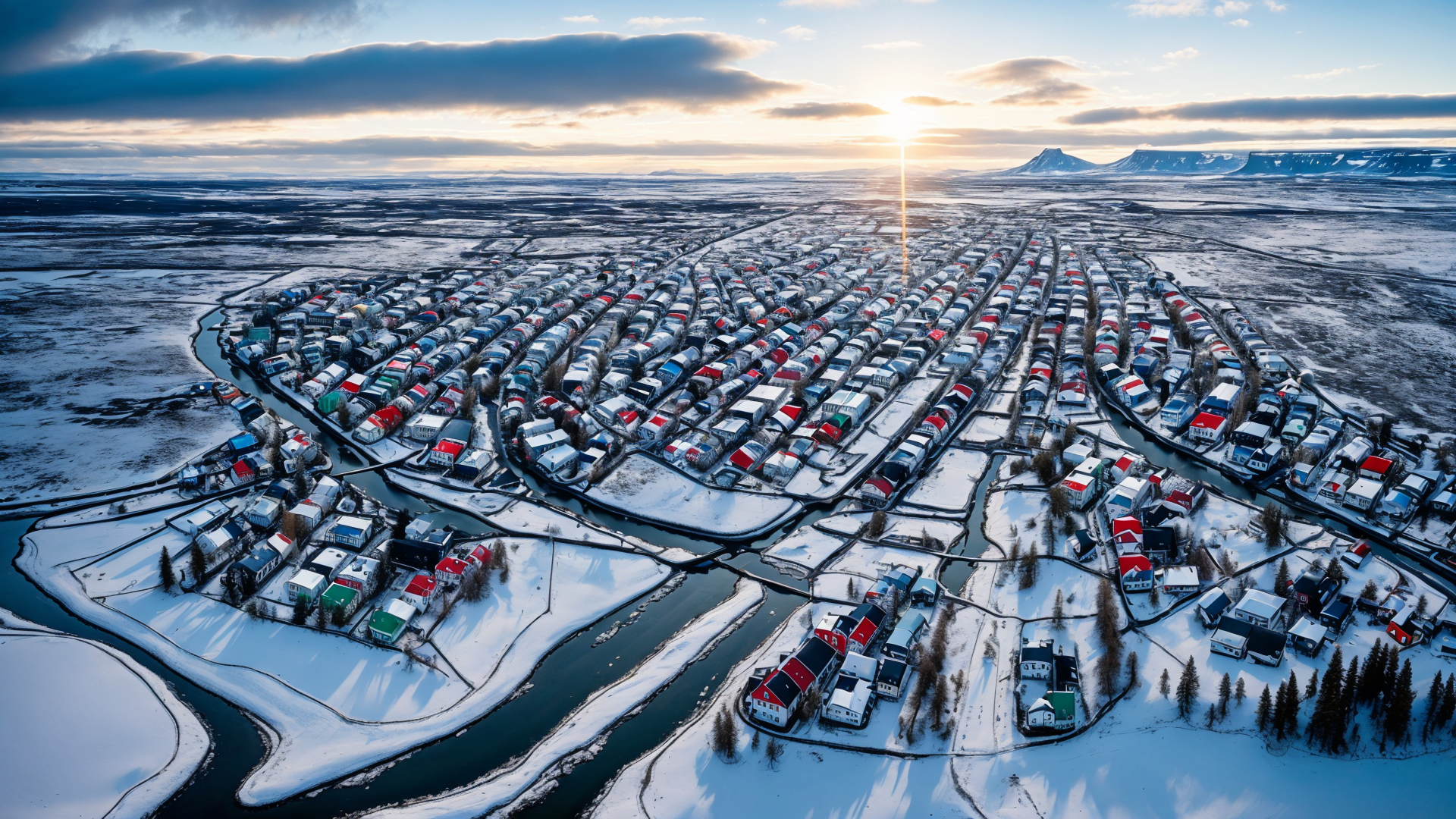 初雪包裹的冰岛城镇雪景图片集锦