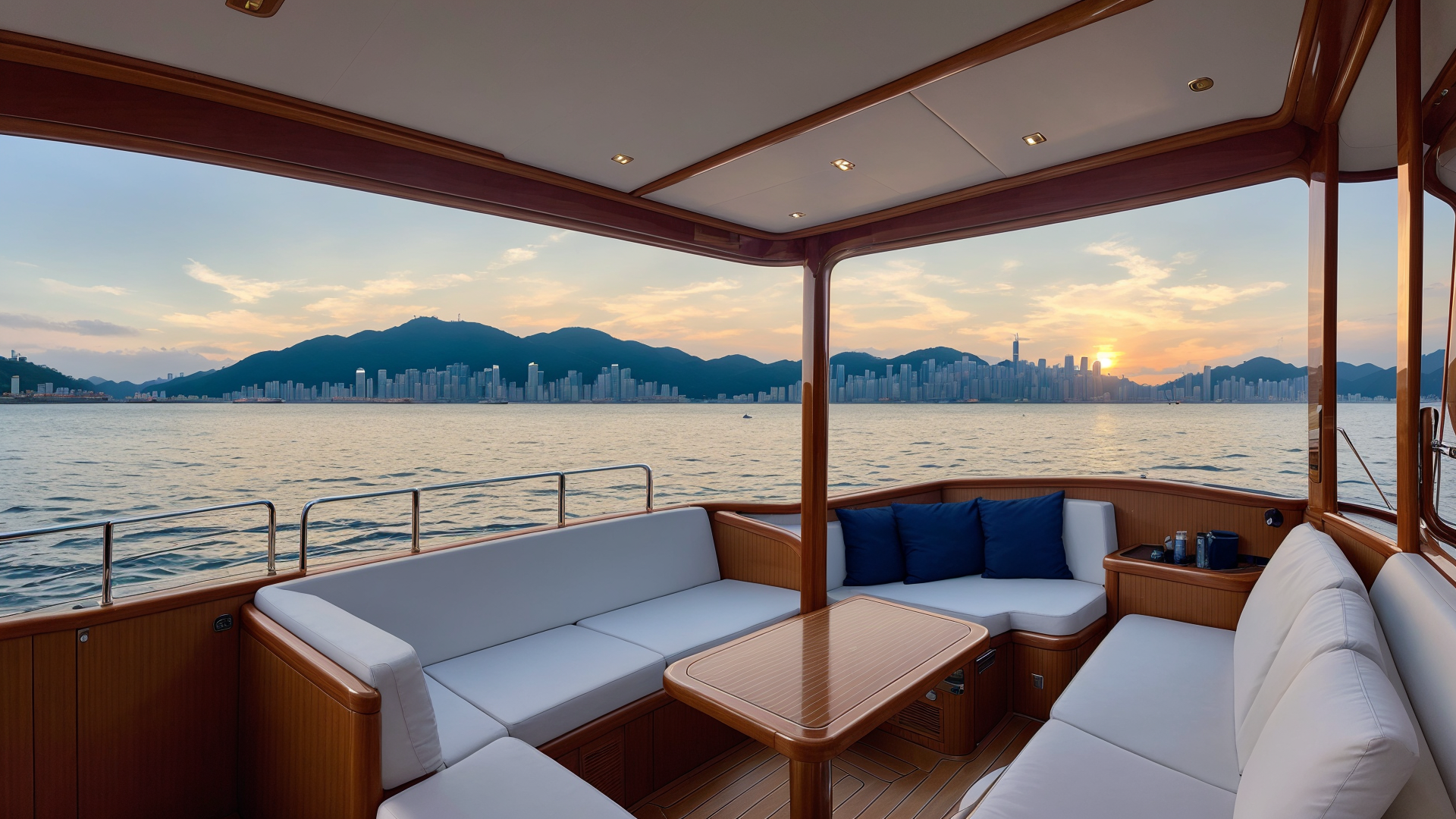 日落下的香港海边浅水滩周边风景欣赏