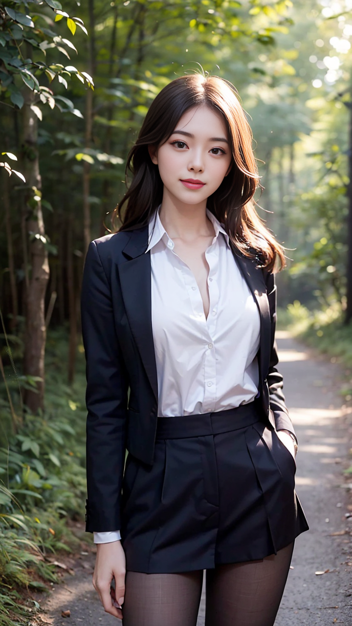 超甜美小姐姐用JK制服配黑色连体袜诱惑万分很仙气高清手机壁纸