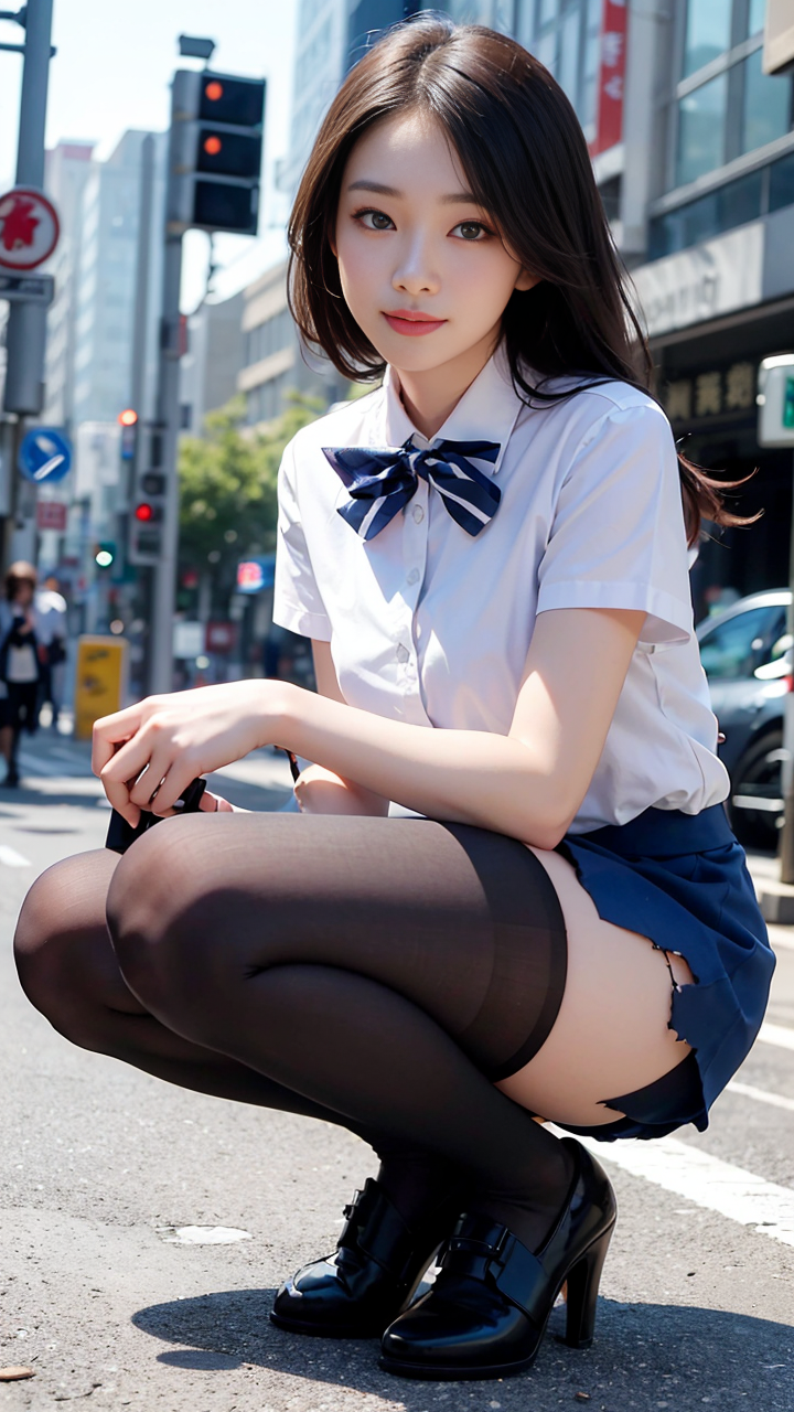 超甜美小姐姐用JK制服配黑色连体袜诱惑万分很仙气高清手机壁纸