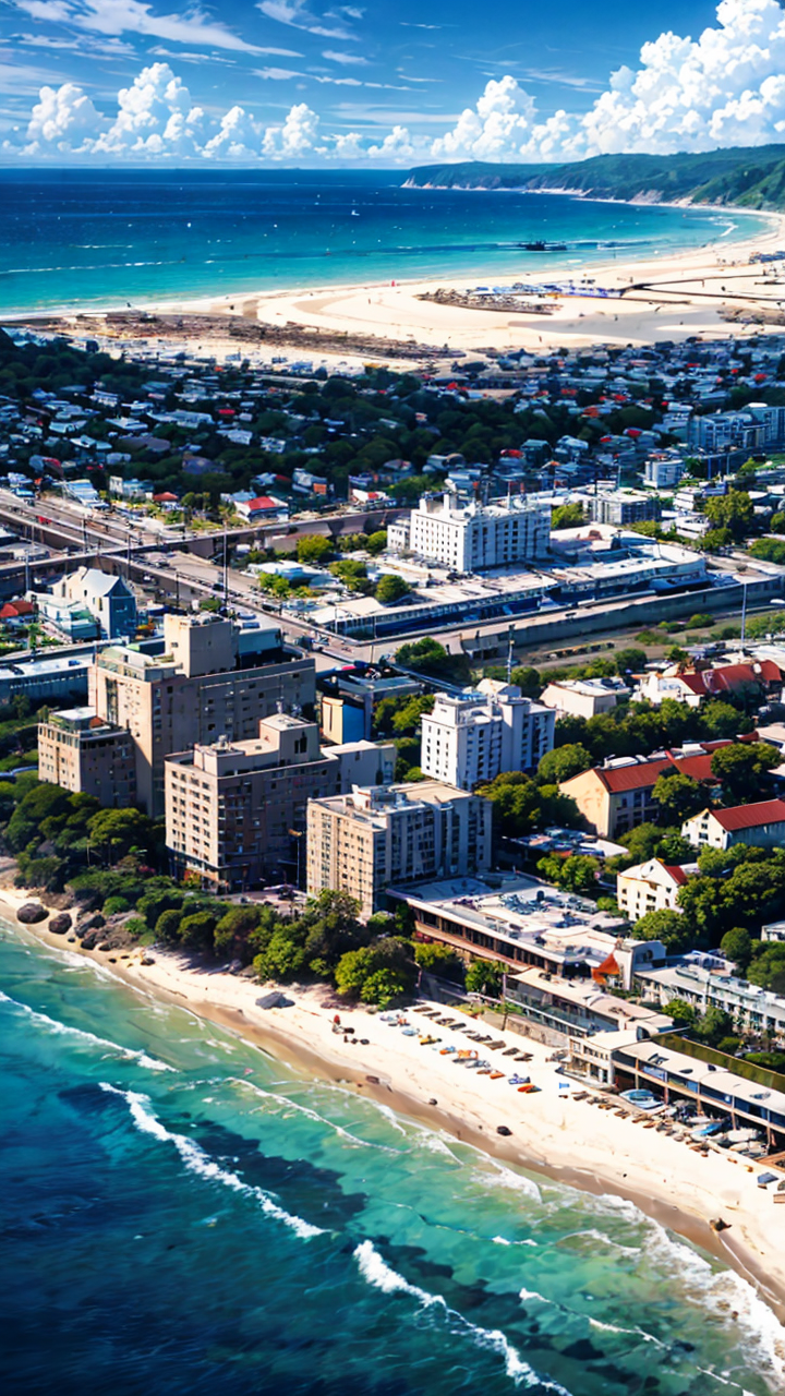 迷人的二次元海滩壁纸竖屏风景图