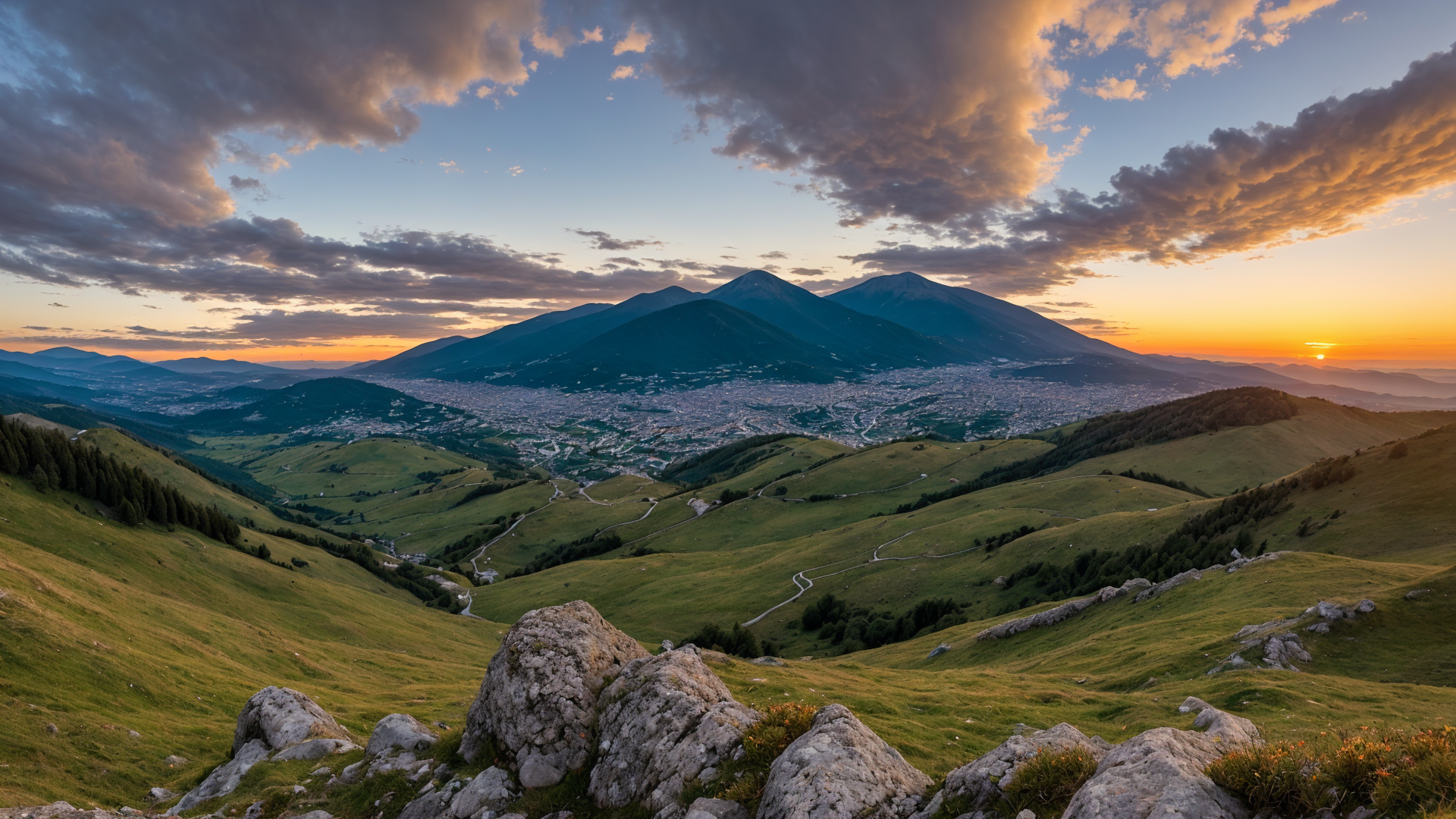 普利亚黄昏间的风景如同仙境高清图片