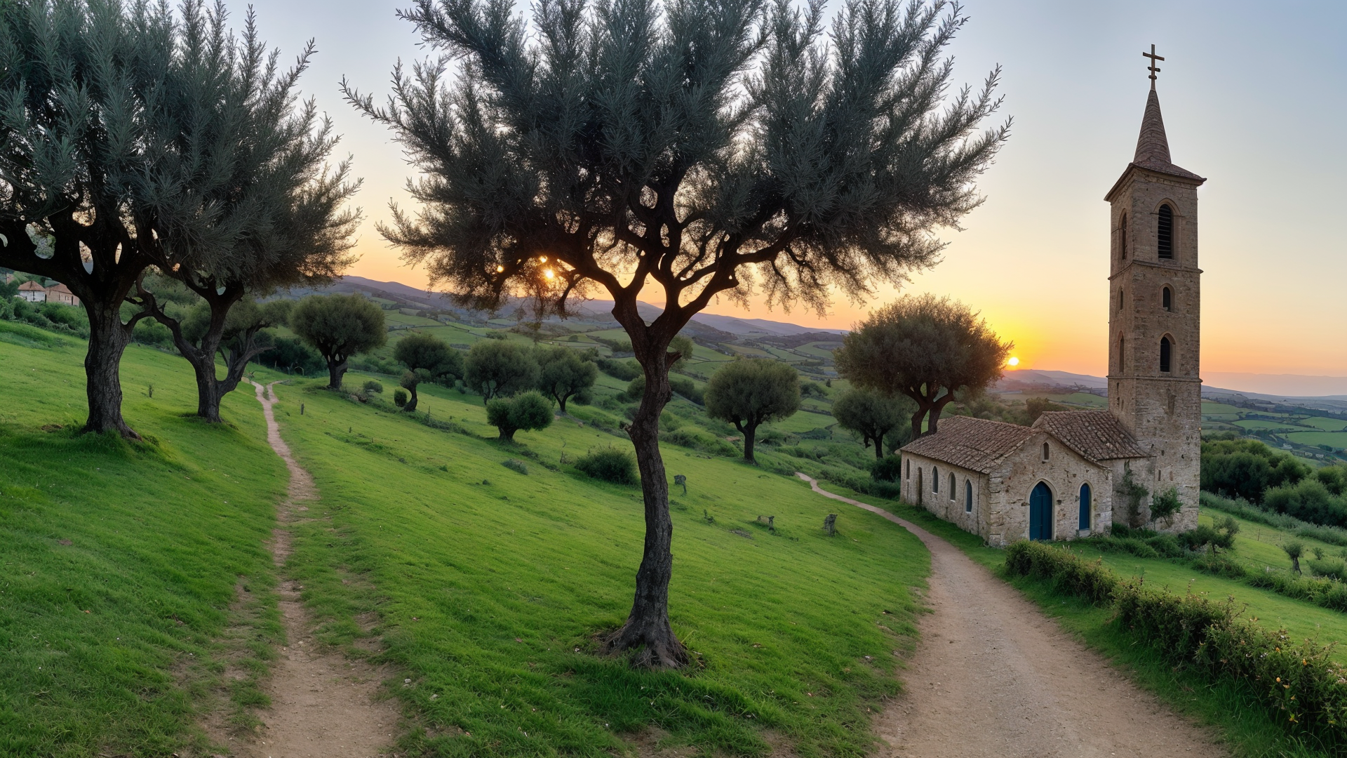 普利亚傍晚黄昏时的晚霞绚丽绝伦风景图片