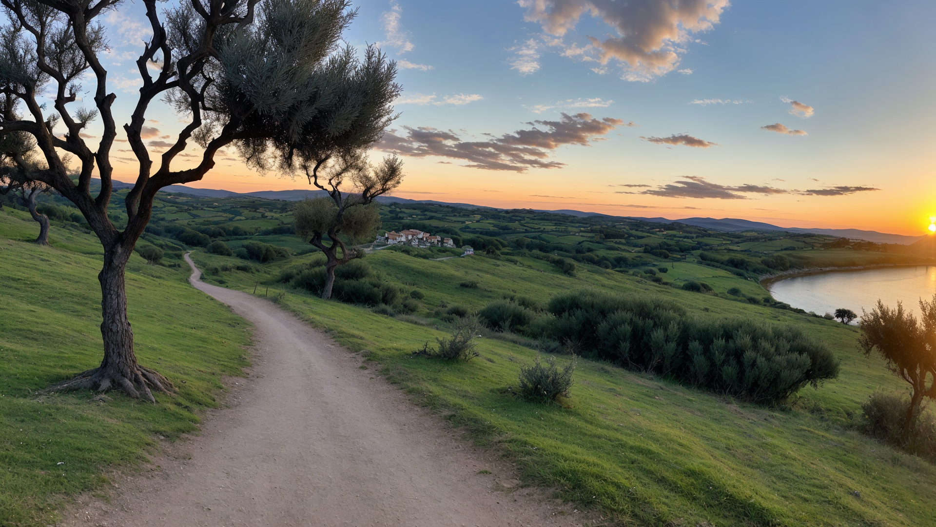 普利亚傍晚黄昏时的晚霞绚丽绝伦风景图片