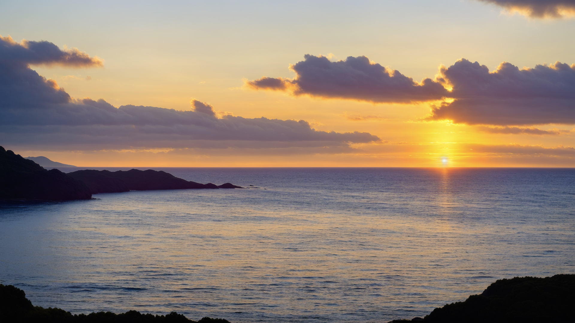 海平面上绝美的浪花日出美景图片