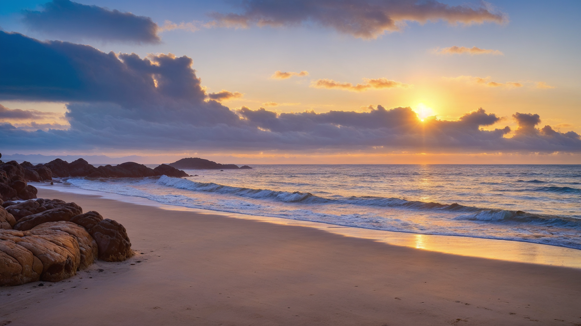 清晨海边看日出风景唯美图片