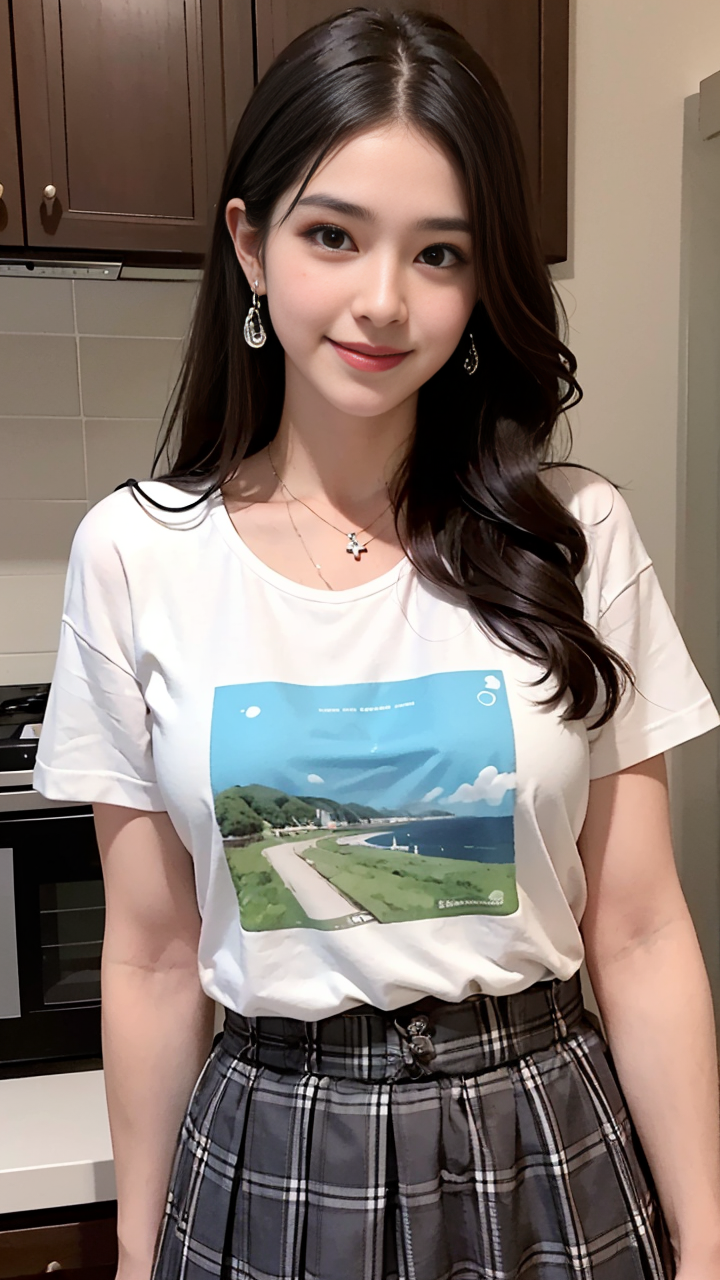 时尚穿搭推荐:网红气质轻熟风女神格子短裙+T恤真好看系列3高清写真图片