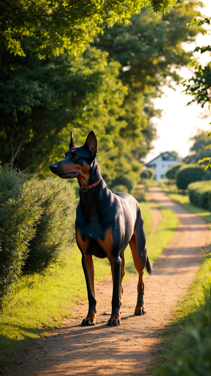 警觉性强的杜宾犬高清手机壁纸赏析