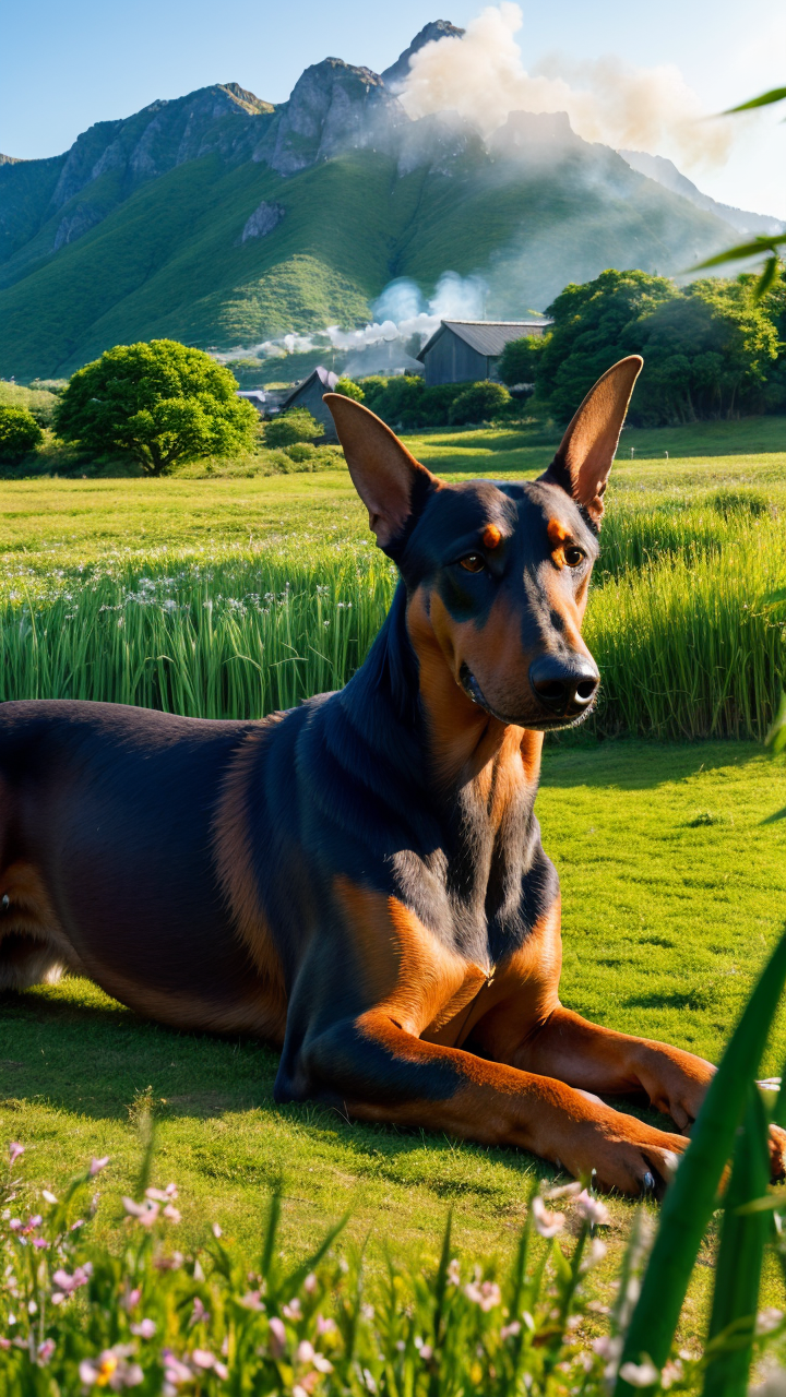 警觉性强的杜宾犬高清手机壁纸赏析