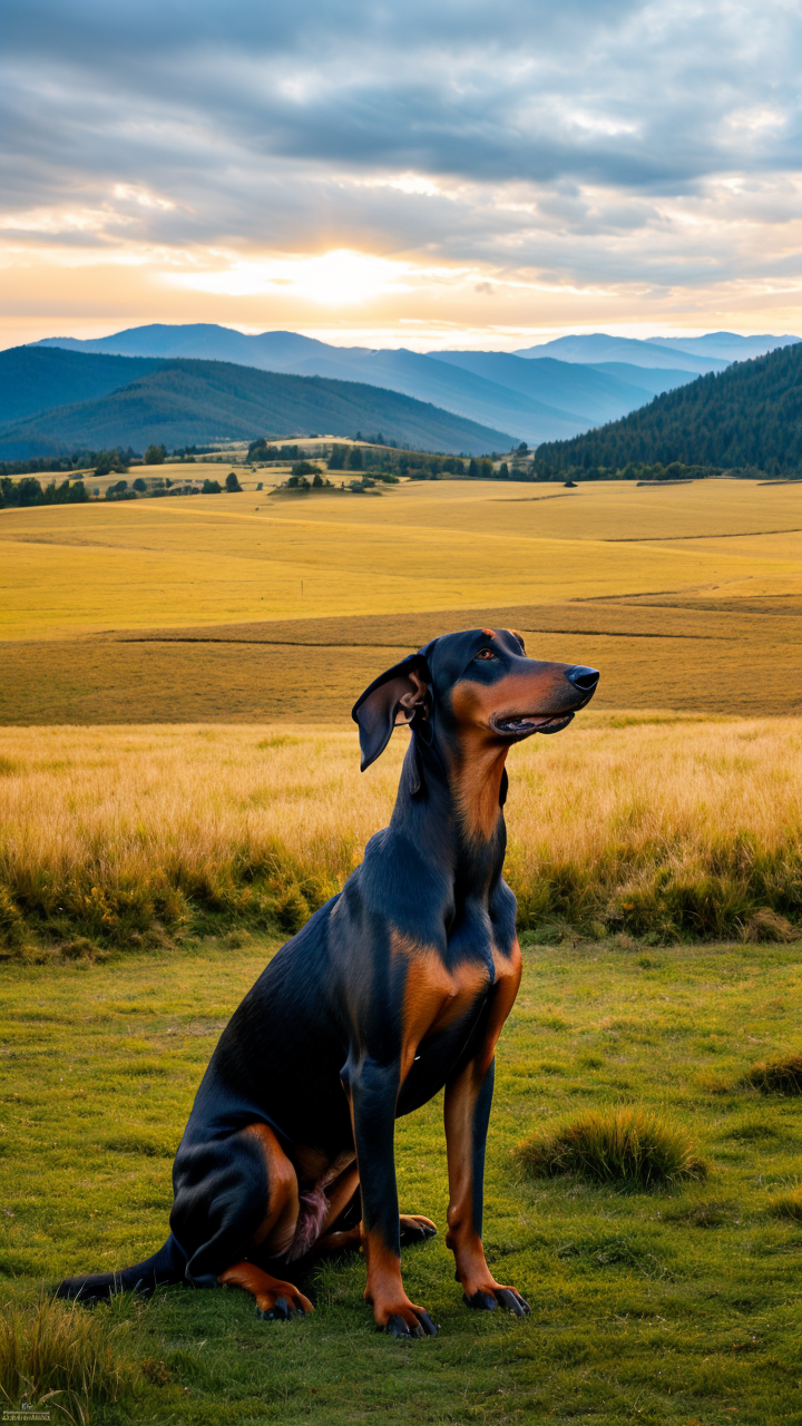 警觉性强的杜宾犬高清手机壁纸赏析