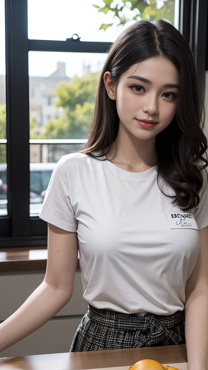 校园养眼美女穿搭推荐：身穿T恤+格子短裙随拍系列4高清写真壁纸