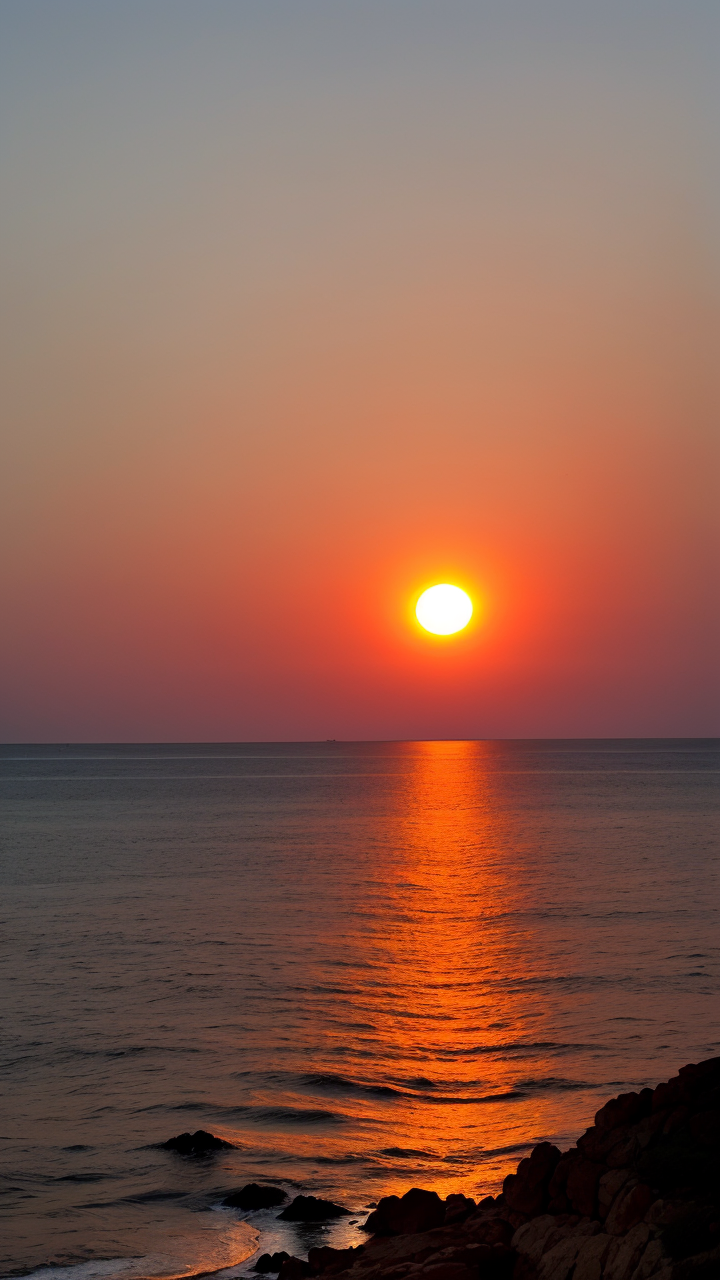 红日在海边苒苒升起图片高清风景手机壁纸