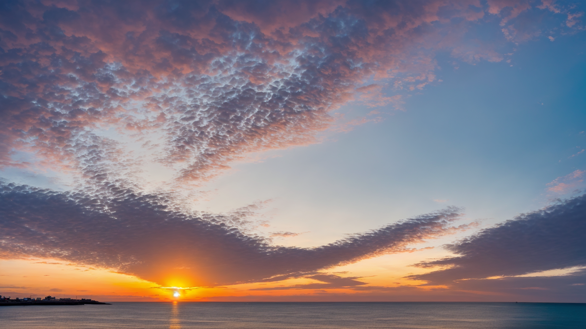 唯美又漂亮的海边红日风景图电脑桌面壁纸赏析